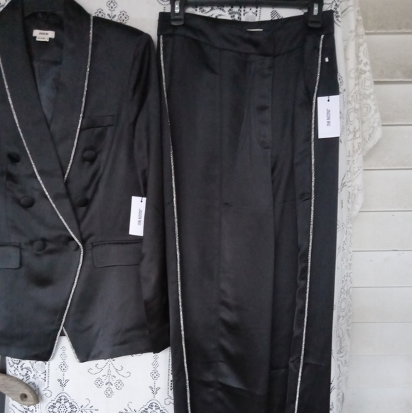 NWT 2PC SUIT Jason Wu Black Jeweled Blazer/Trousers Size: M/8 - Picture 10 of 15